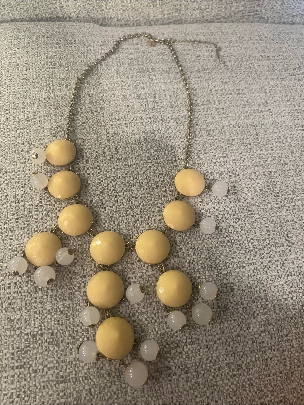 Ily Couture Yellow and White Statement Bib Necklace